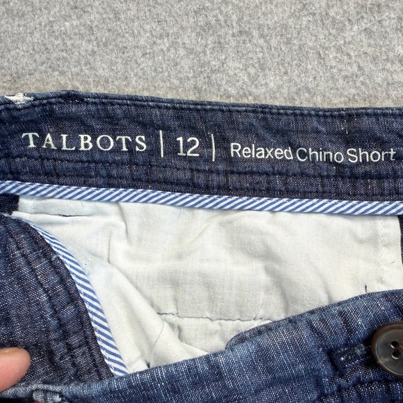Talbots Relaxed Chino Short Womens 12 Blue Star Embroidered Cotton Linen Summer - Picture 3 of 9
